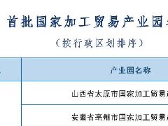 首批国家加工贸易产业园认定名单出炉
